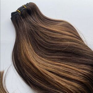 Wennalife Double Weft Remy Human Hair Extensions Color #1B/6/1B 20 Inch 120g 7pc